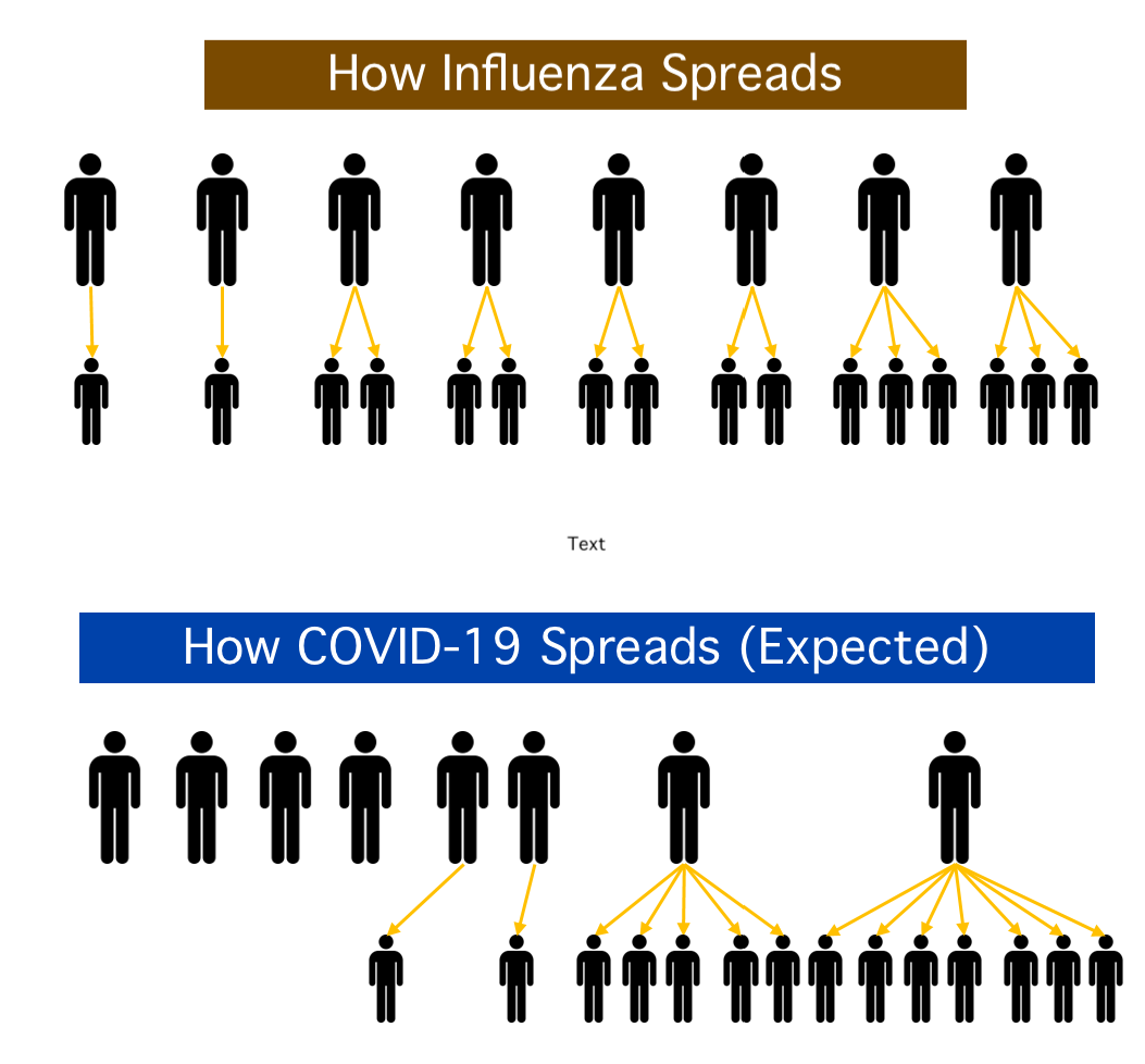 Flu vs COVID-19 Spread